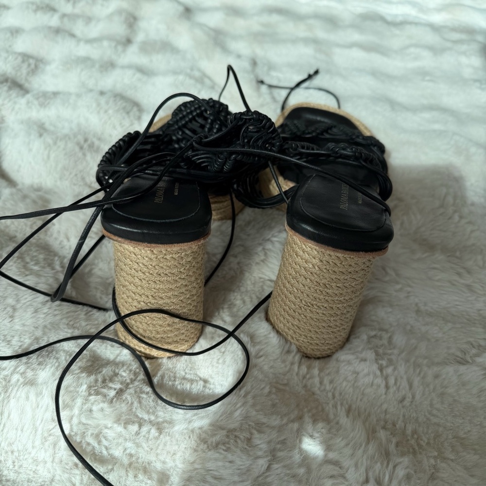 Paloma Barcelo Black Macrame Lace Up Platforms - Picture 5 of 5